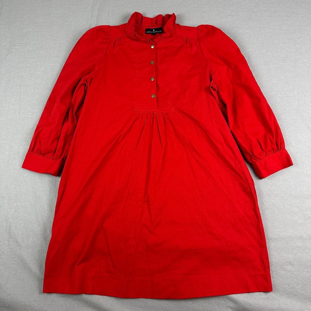 Tuckernuck Red Button-Down Ruffle Collar Top